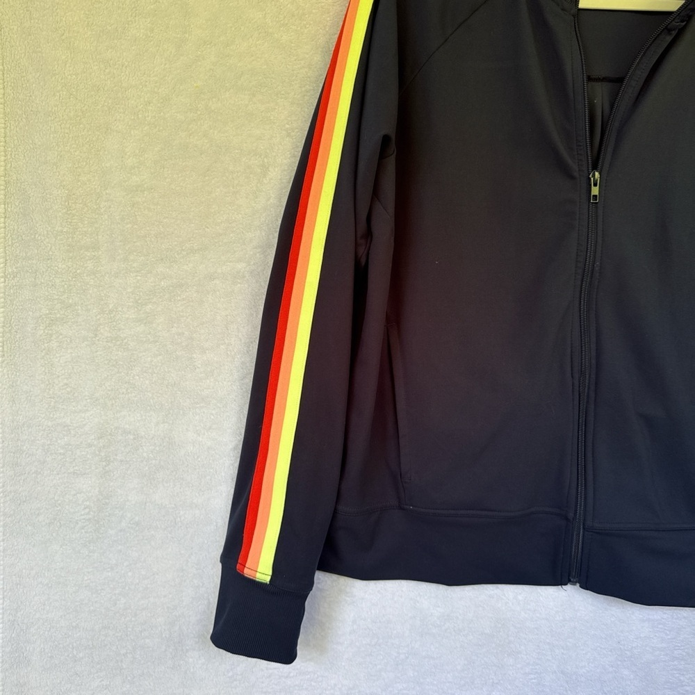 Athletic Works navy Bomber Jacket with Bright Stripes plus size - Picture 5 of 12